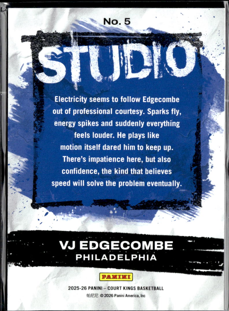 VJ Edgecombe 2026 Court Kings Studio Rookie RC Philadelphia