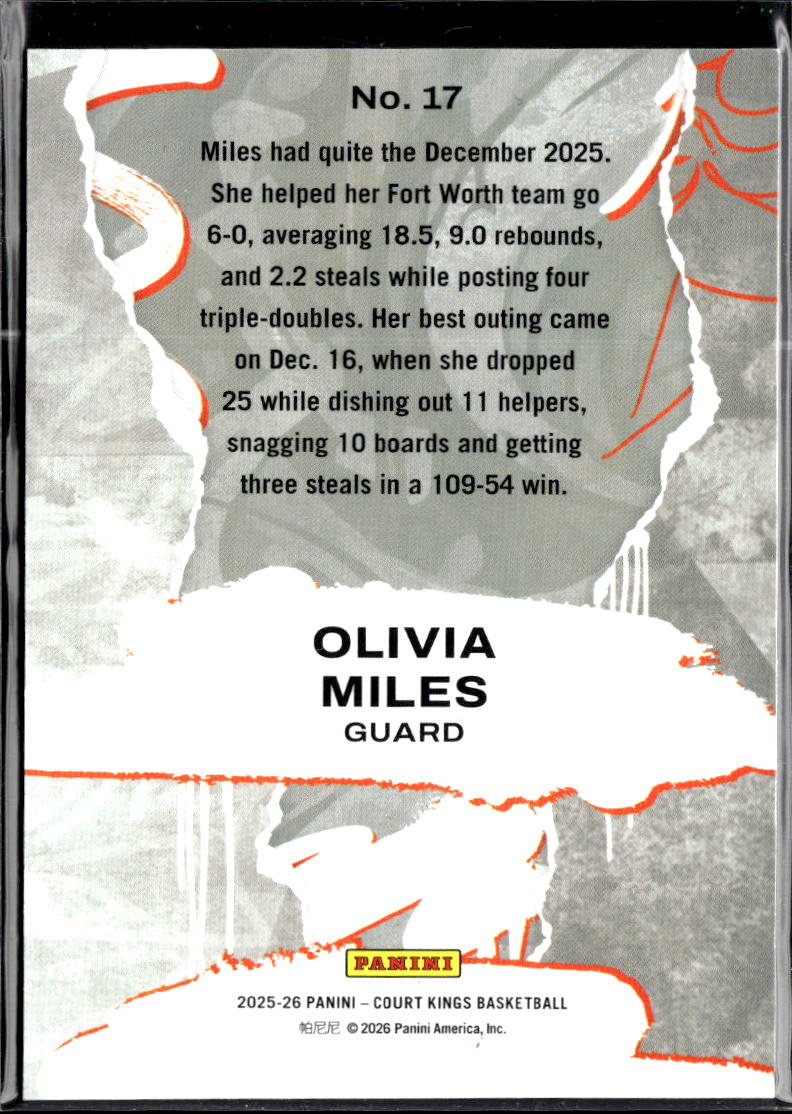 Olivia Miles 2026 Panini Court Kings Rookie RC #17 Minnesota Lynx