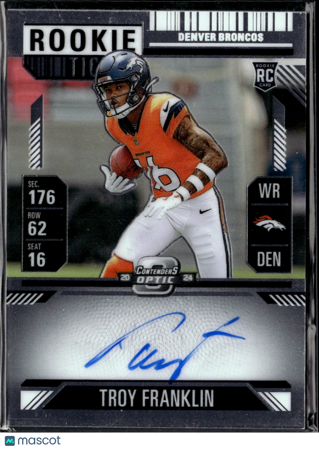 Troy Franklin 2024 Contenders Optic Auto Autograph Rookie RC Denver Broncos