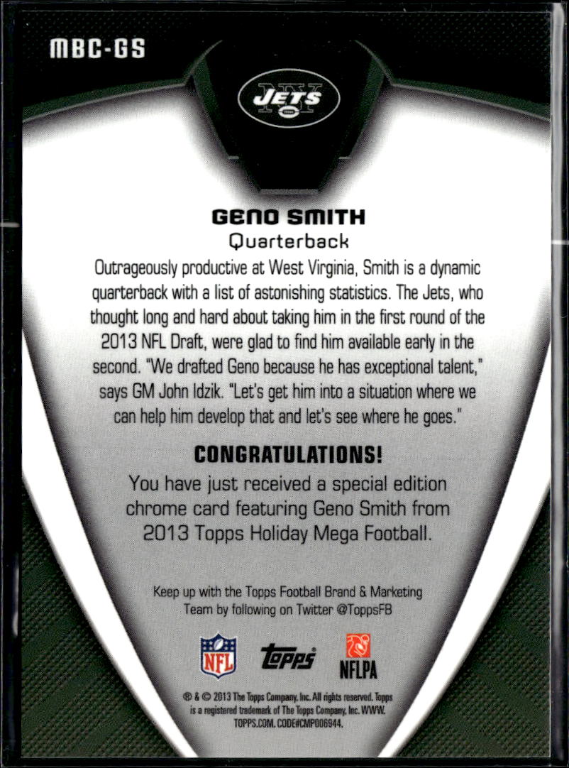 Geno Smith 2013 Topps Holiday Mega Rookie RC New York Jets