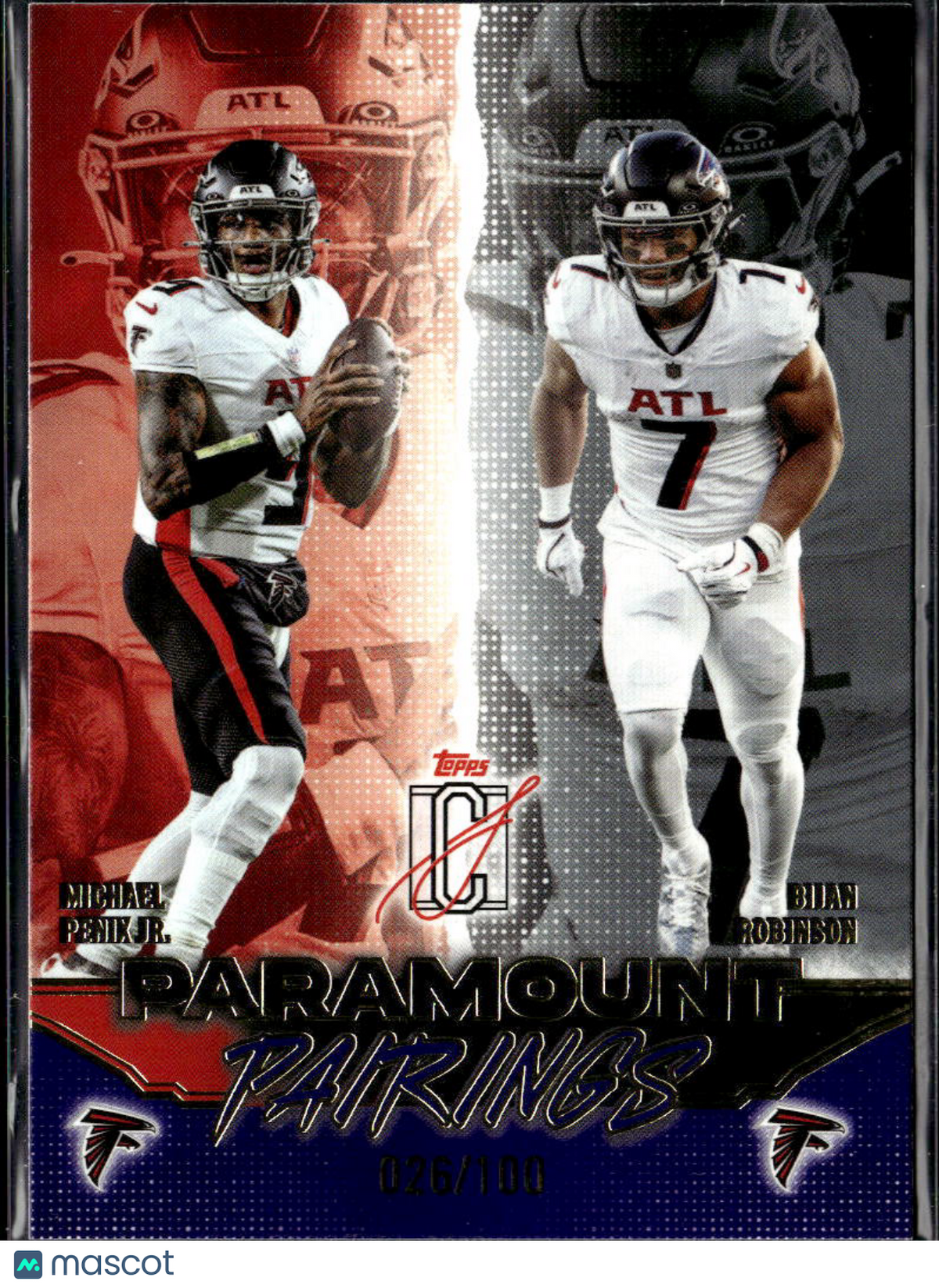 Bijan Robinson / Michael Penix Jr. 2025 Topps Paramount Pairings /100 Falcons
