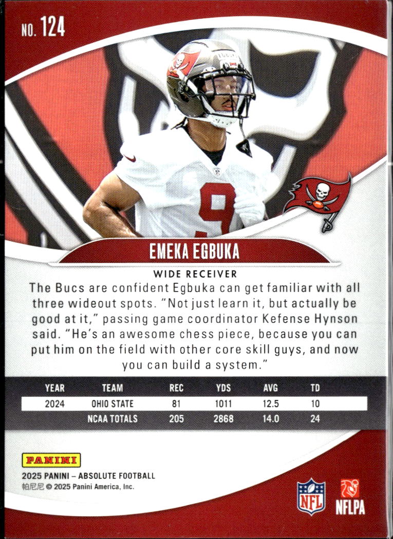 Emeka Egbuka 2025 Absolute Gold Stars RC 81/325 Tampa Bay Buccaneers