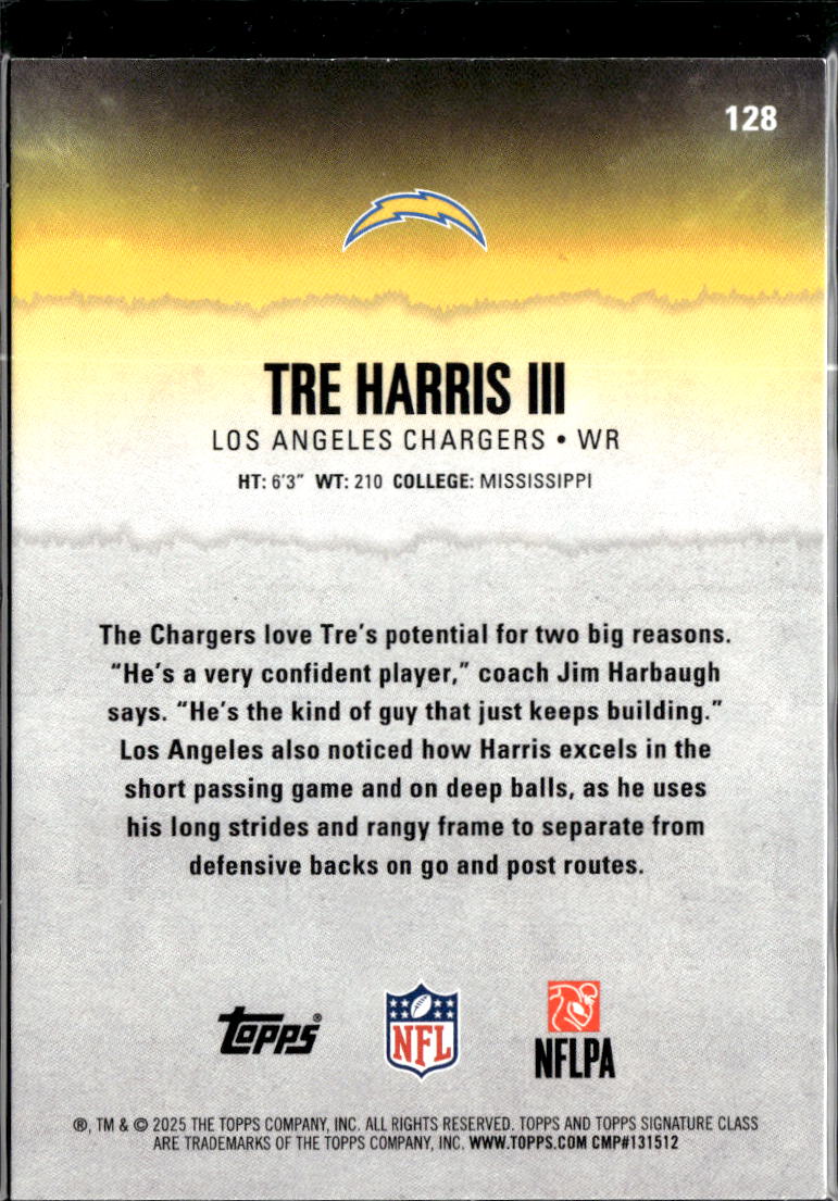 Tre Harris III 2025 Topps Signature Class Rookie RC /275 Los Angeles Chargers