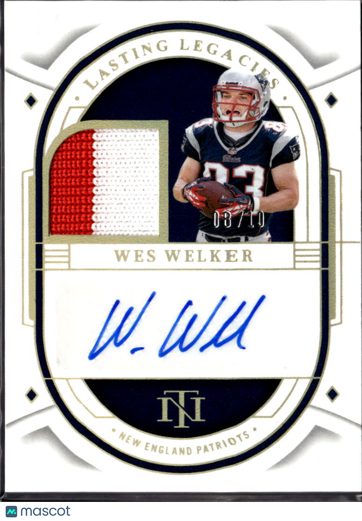 Wes Welker 2023 National Treasures Auto Autograph Patch /10 New England Patriots
