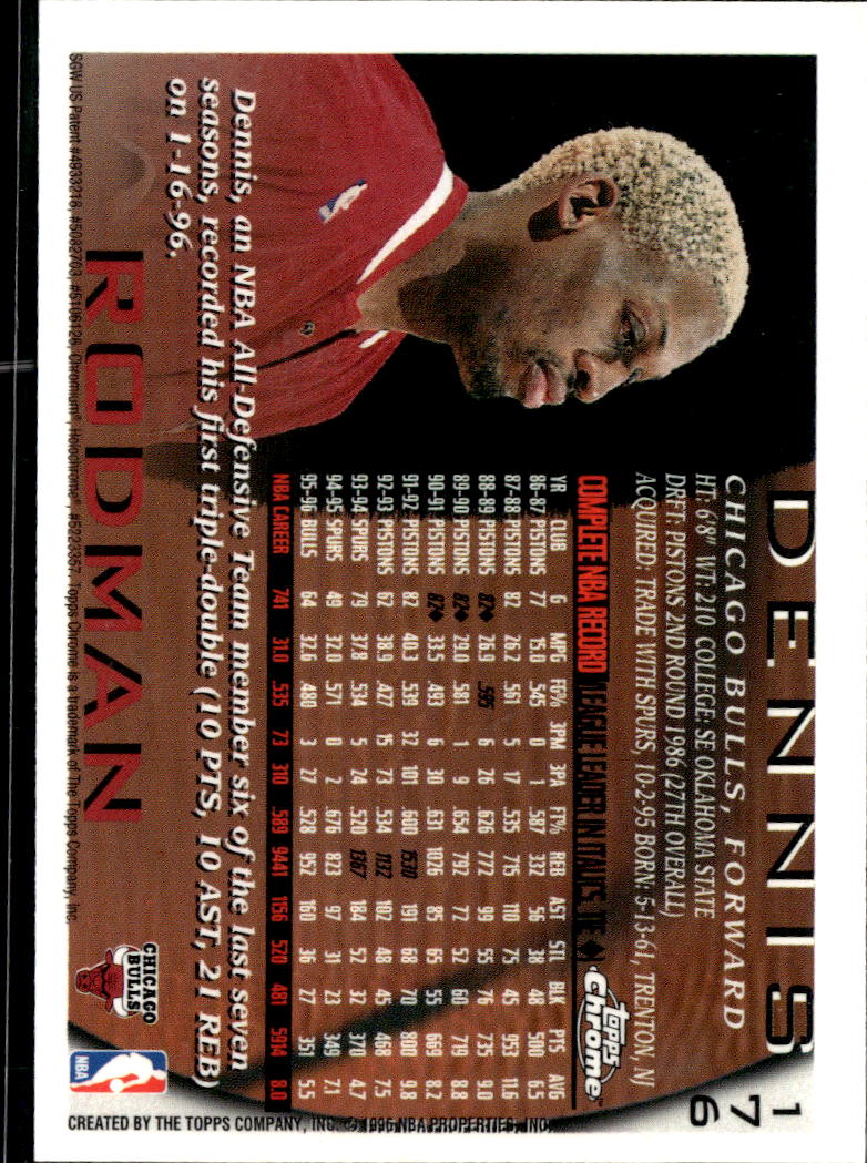 Dennis Rodman 1996-97 Topps Chrome With Michael Jordan #176 Chicago Bulls