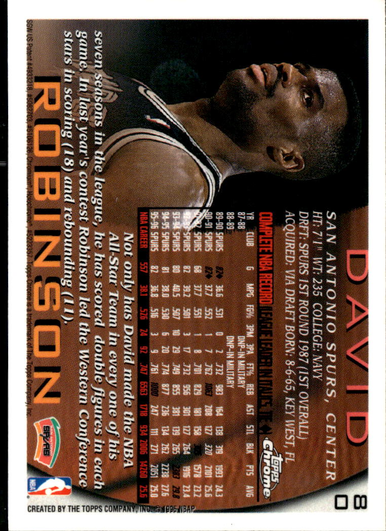 David Robinson 1996-97 Topps Chrome WIth Michael Jordan #8 San Antonio Spurs