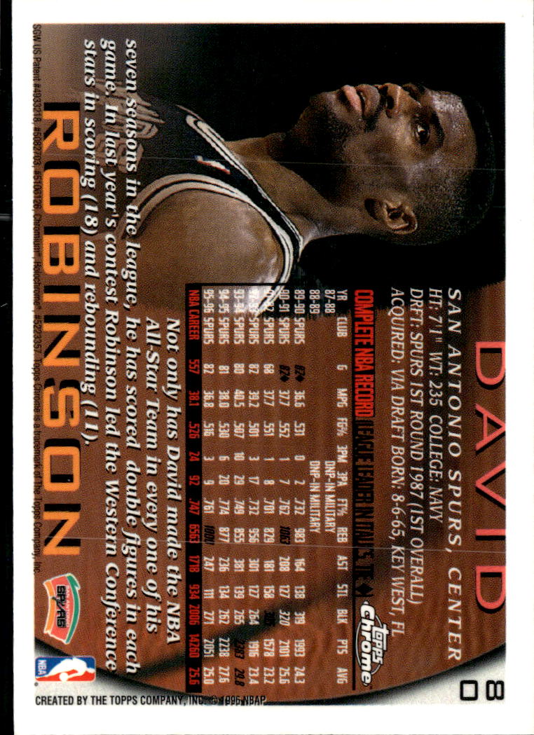 David Robinson 1996-97 Topps Chrome WIth Michael Jordan #8 San Antonio Spurs