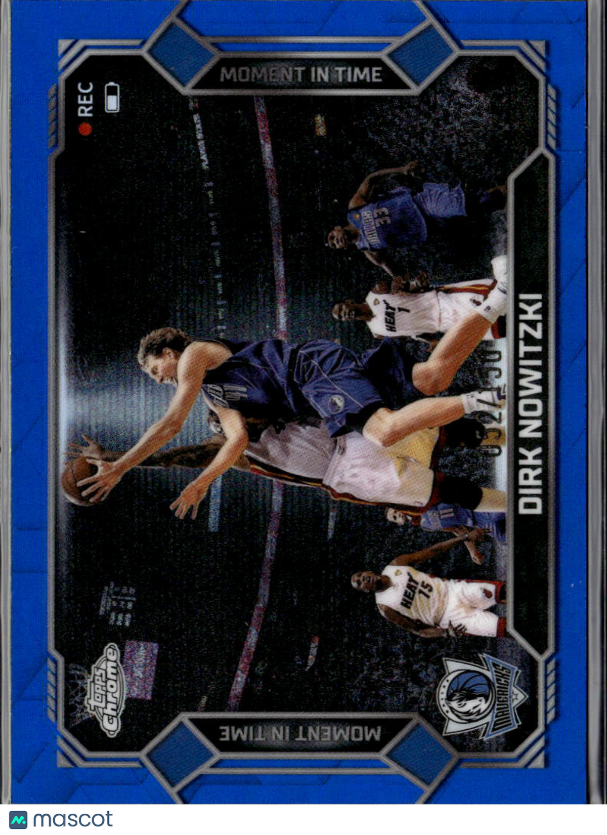 Dirk Nowitzki 2026 Topps Chrome Moment in Time Blue Refractor 52/150 Mavericks