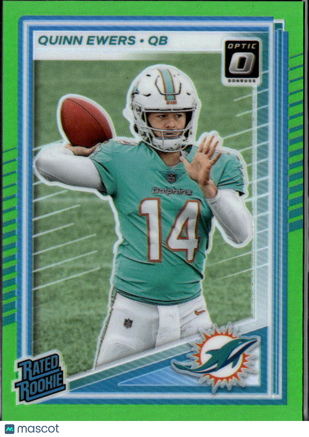 Quinn Ewers 2025 Optic Rated Rookie RC Lime Green 191/199 Texas Miami Dolphins