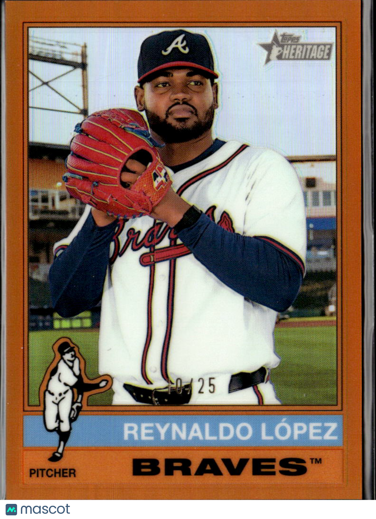 Reynaldo Lopez 2025 Topps Heritage Orange Refractor 10/25 Atlanta Braves