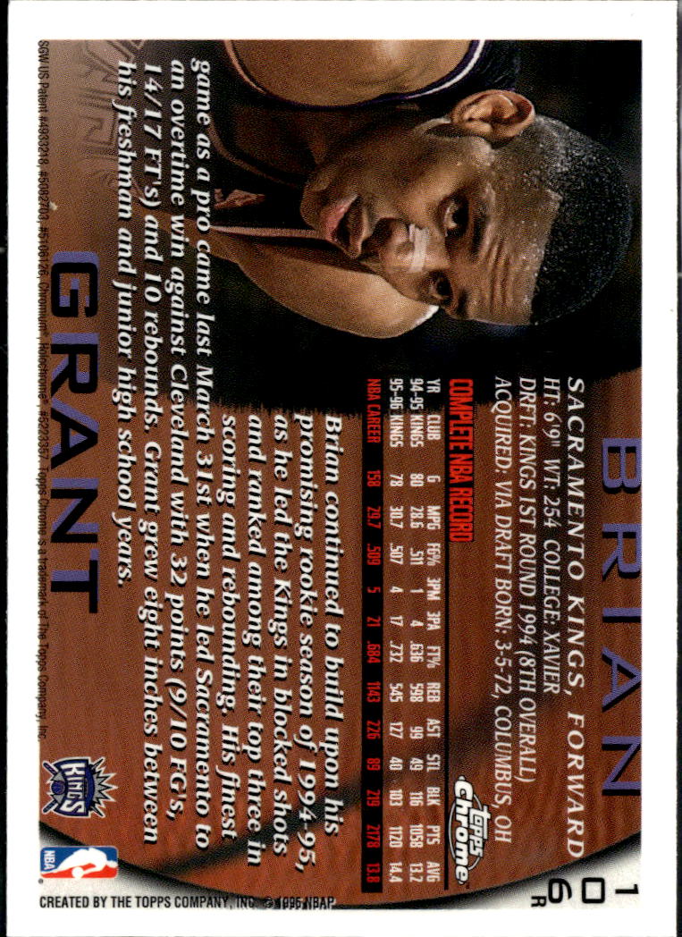 Brian Grant 1996-97 Topps Chrome REFRACTOR #106 Sacramento Kings