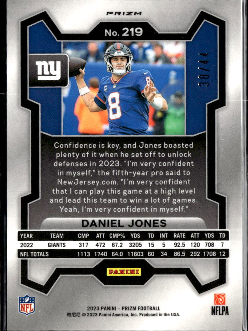 Daniel Jones 2023 Prizm Red Gold Prizm 38/44 New York Giants
