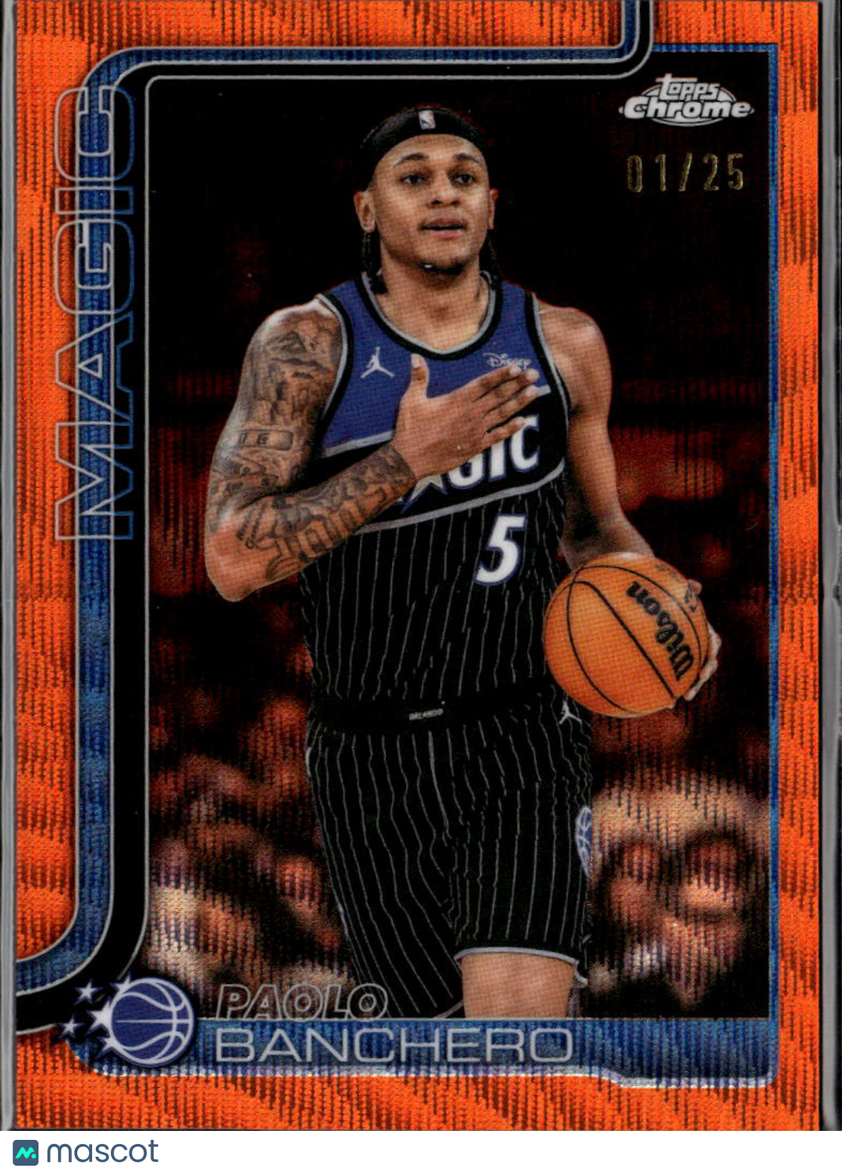 Paolo Banchero 2025-26 Topps Chrome Orange Wave Refractor 1/25 Orlando Magic