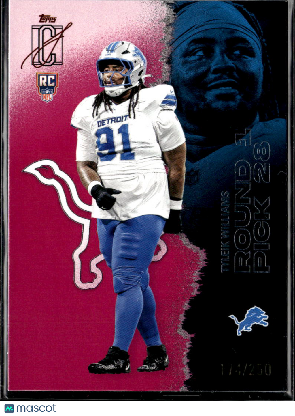 Tyleik Williams 2025 Topps Signature Class Pink RC /250 Detroit Lions