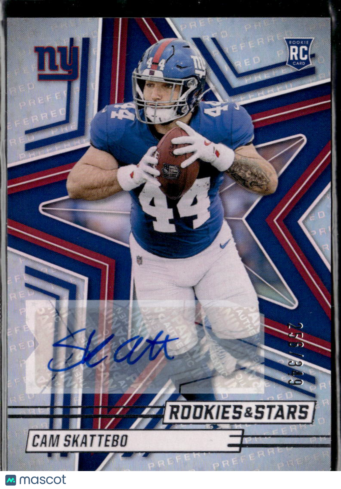 Cam Skattebo 2025 Rookies & Stars Auto Autograph RC 256/349 New York Giants