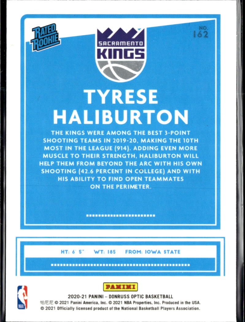 Tyrese Haliburton 2020-21 Optic Rated Rookie RC Sacramento Kings