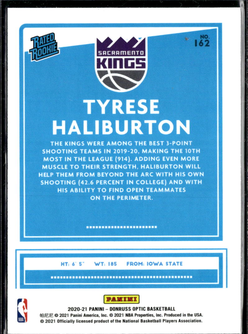 Tyrese Haliburton 2020-21 Optic Rated Rookie RC Sacramento Kings