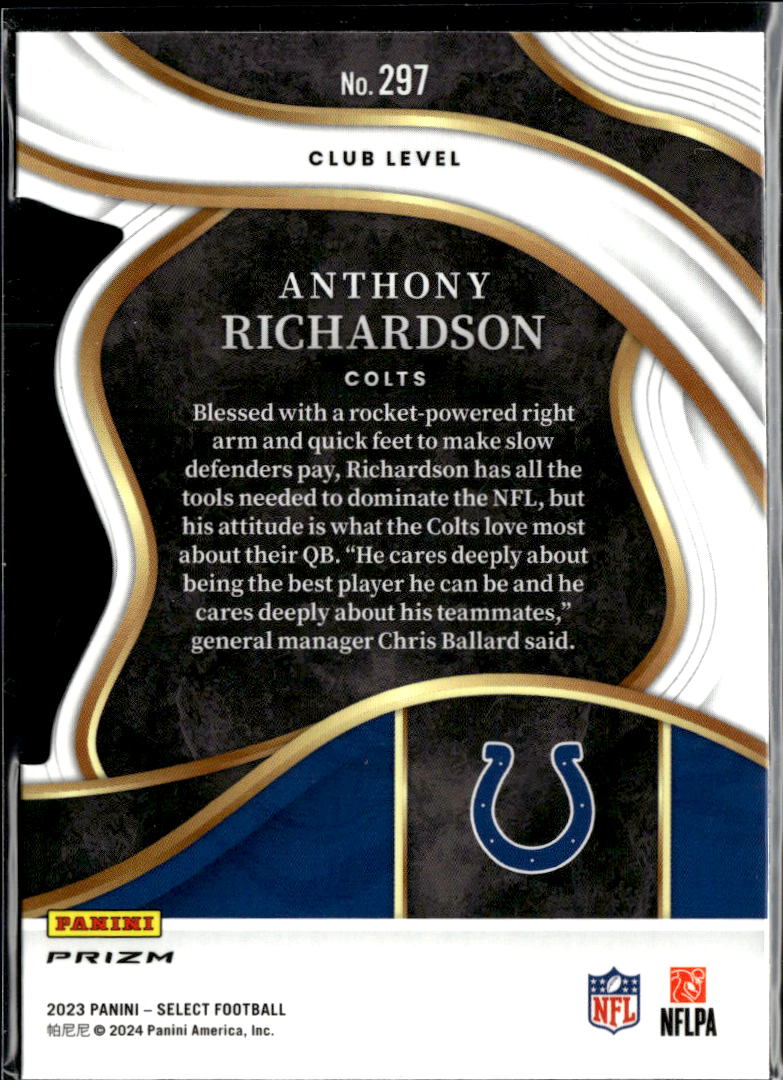 Anthony Richardson 2023 Select Club Level Silver RC Indianapolis Colts