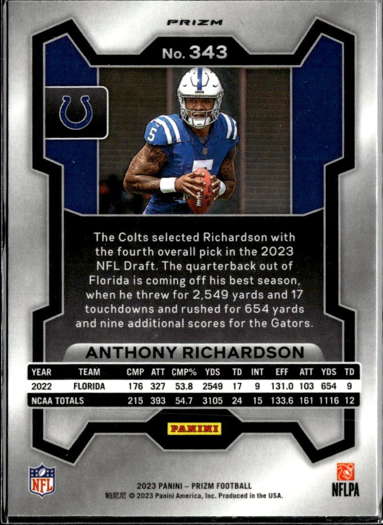 Anthony Richardson 2023 Prizm RC Green Pulsar Rookie Indianapolis Colts