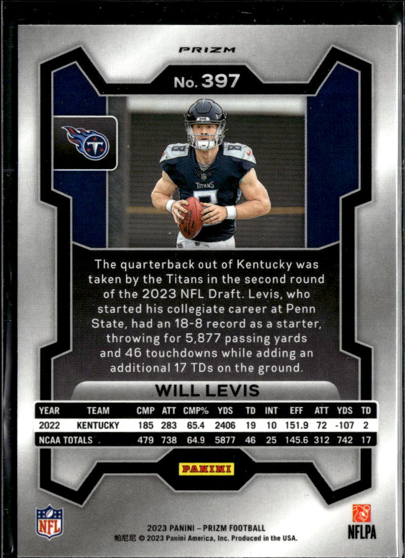 Will Levis 2023 Prizm RC Rookie Green Pulsar Tennessee Titans