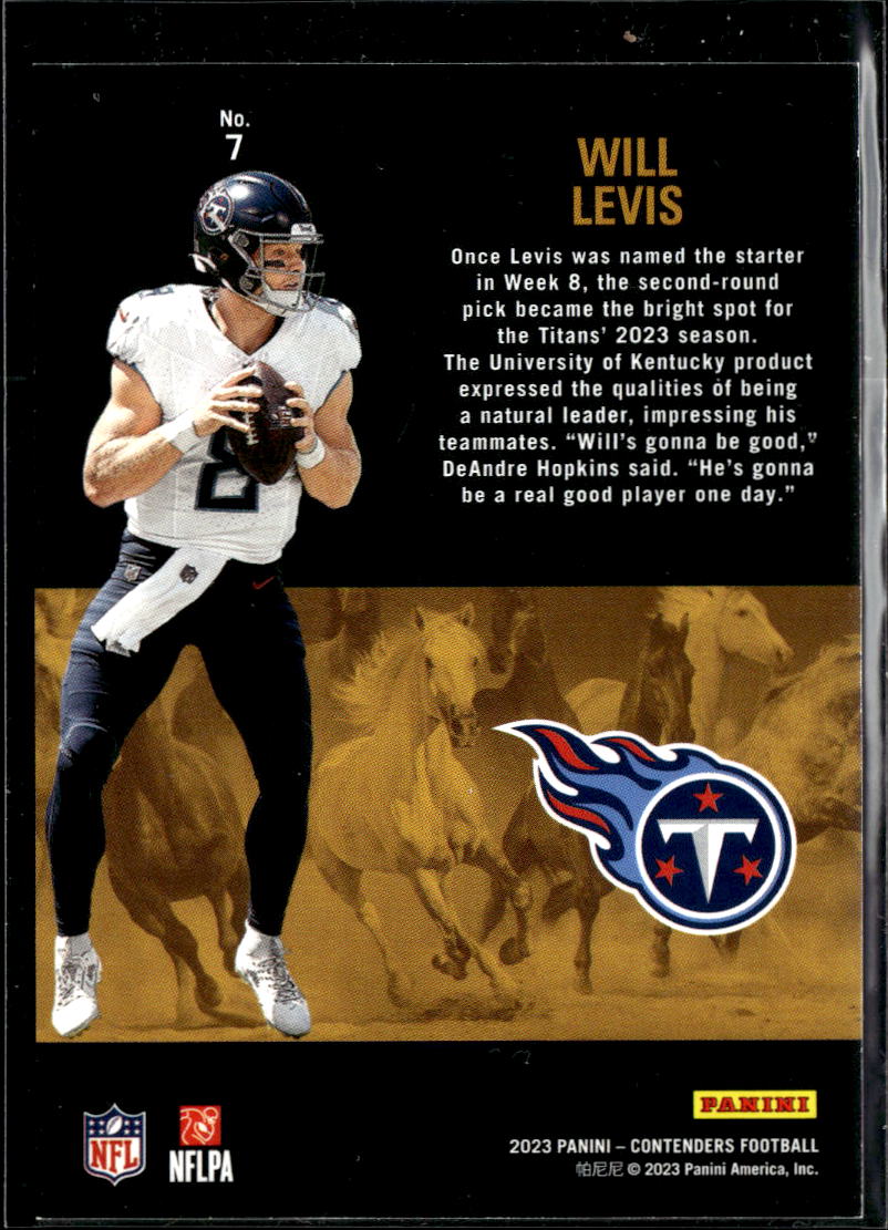 Will Levis 2023 Contenders Rookie Stallions RC /199 Tennessee Titans
