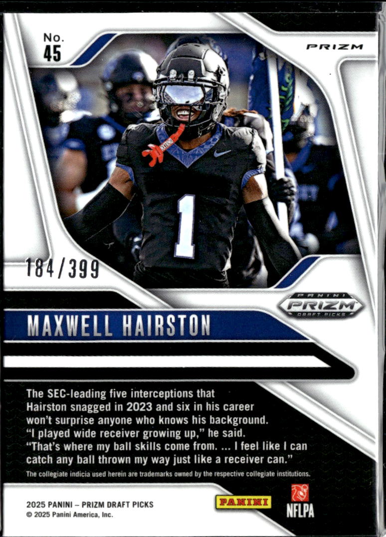 Maxwell Hairston 2025 Panini Prizm Draft Picks RC Red Buffalo Bills 184/399