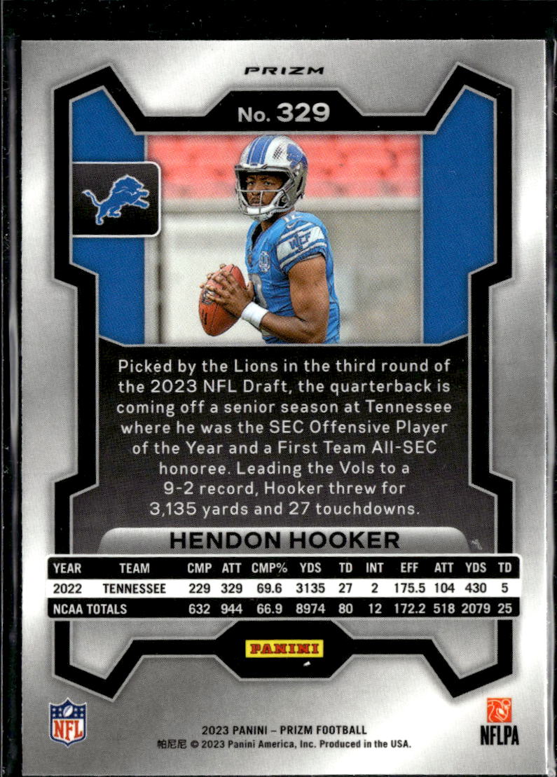 Hendon Hooker 2023 Prizm RC Green Wave Rookie Detroit Lions