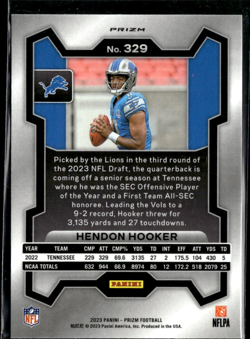 Hendon Hooker 2023 Panini Prizm Green Pulsar Rookie RC Detroit Lions