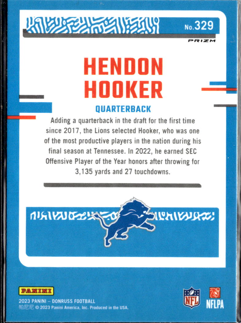 Hendon Hooker 2023 Optic Rated Rookie Blue Scope RC Detroit Lions