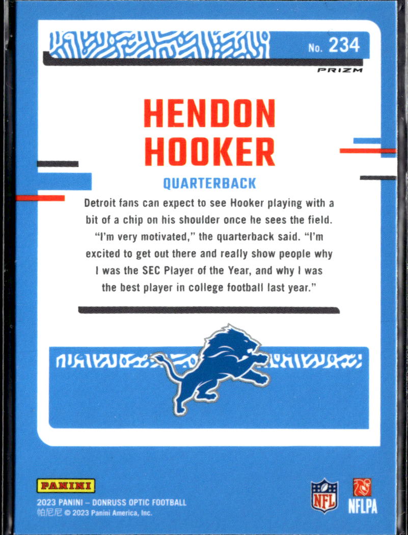 Hendon Hooker 2023 Optic Rated Rookie HOLO RC Detroit Lions