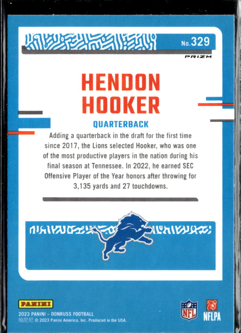 Hendon Hooker 2023 Optic Rated Rookie Green Laser Detroit Lions