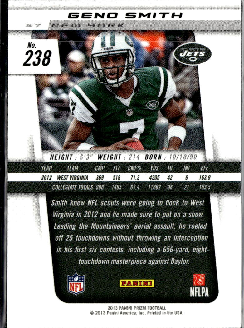Geno Smith 2013 Panini Prizm Rookie RC New York Jets