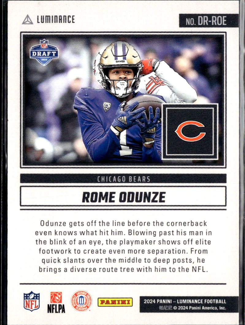 Rome Odunze 2024 Luminance Dynamic Rookie RC Chicago Bears Washington Huskies