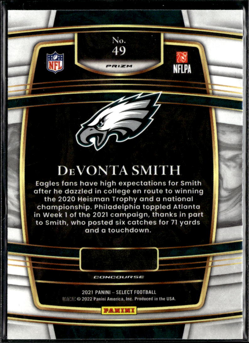 DeVonta Smith 2022 Select RC Silver Prizm Rookie Philadelphia Eagles