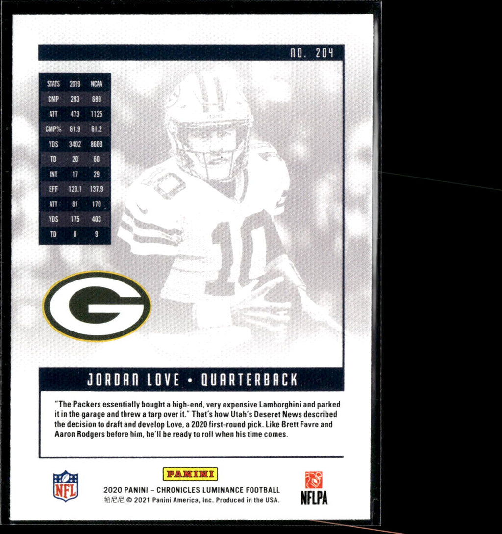 Jordan Love 2020 Chronicles Luminance Pink Rookie RC Green Bay Packers