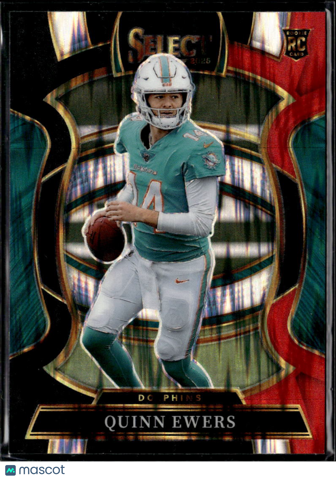 Quinn Ewers 2025 Select Red Green Shock Rookie RC Miami Dolphins
