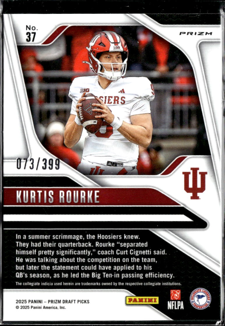 Kurtis Rourke 2025 Prizm Draft Picks RC Red 73/399 Indiana Hoosiers