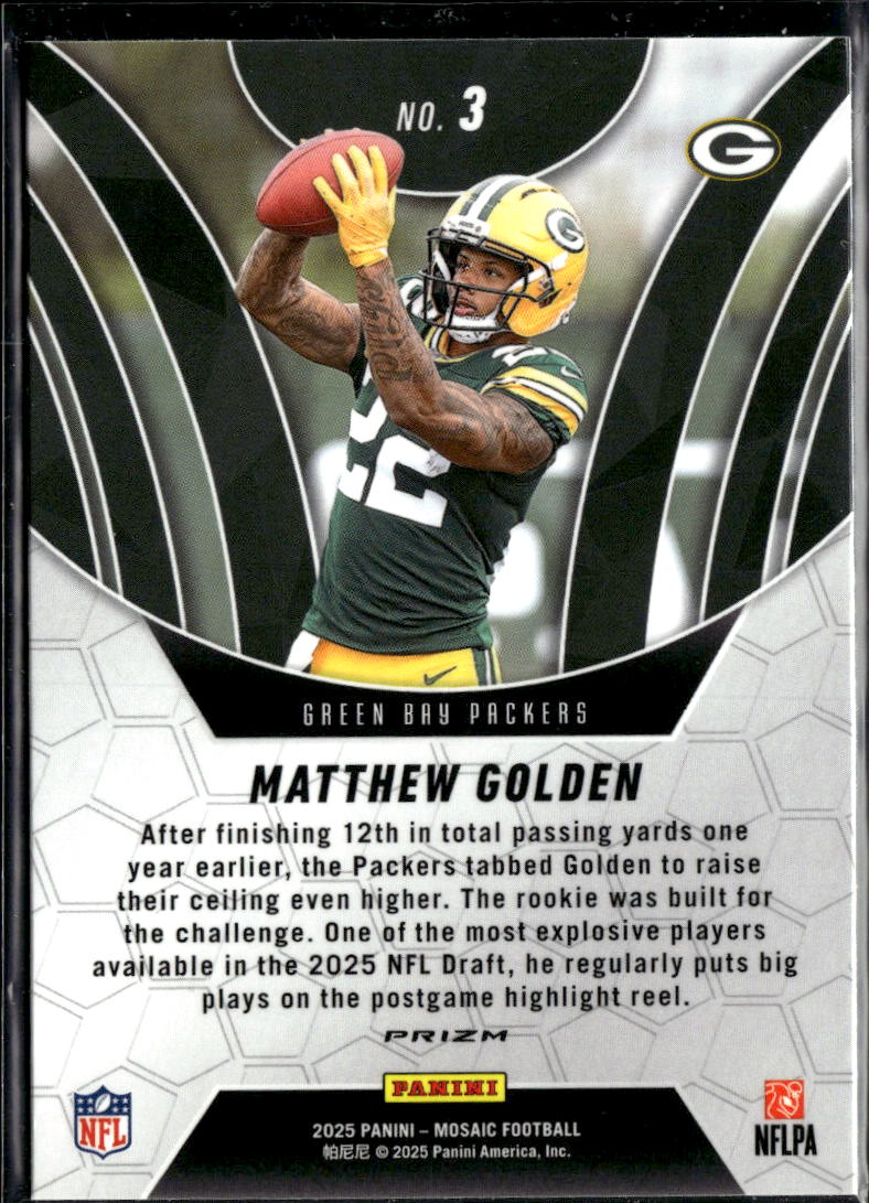 Matthew Golden 2025 Mosaic Elevate Orange Rookie RC Green Bay Packers