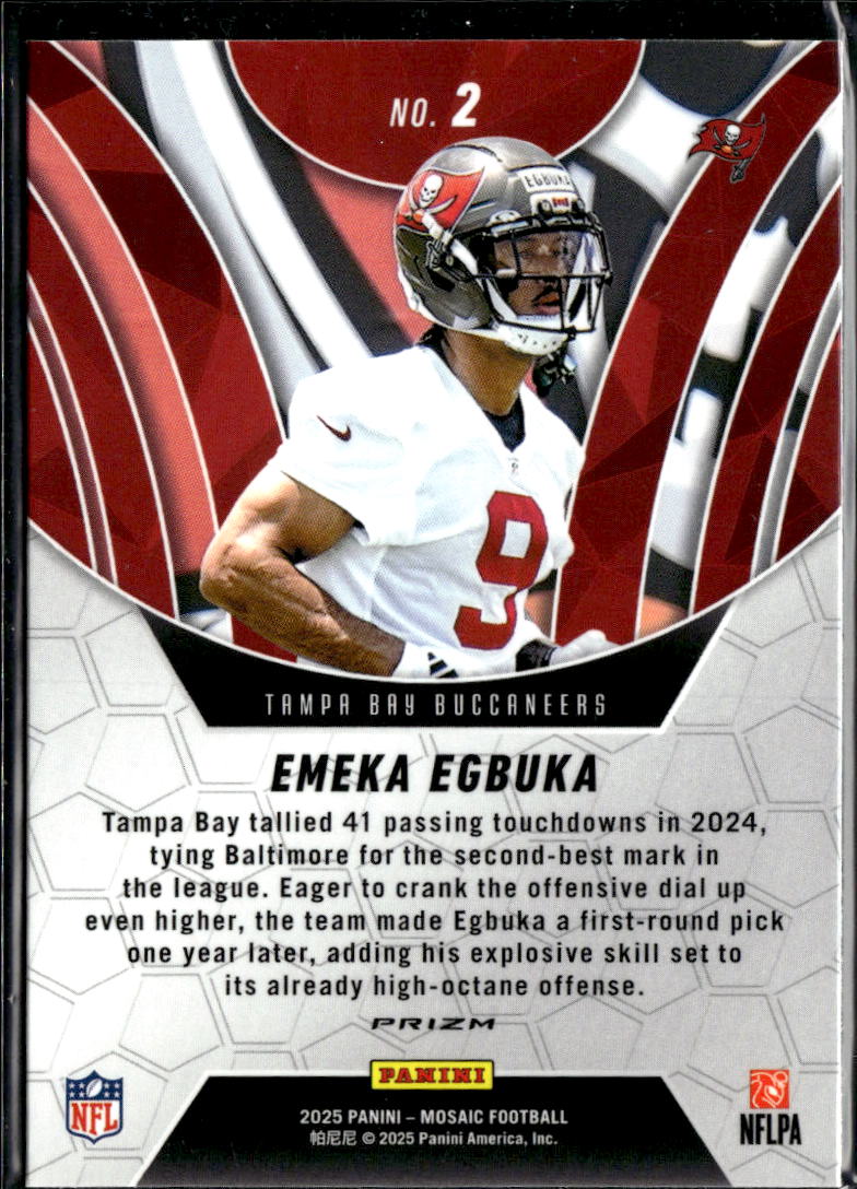 Emeka Egbuka 2025 Mosaic Elevate Orange Rookie RC Tampa Bay Buccaneers