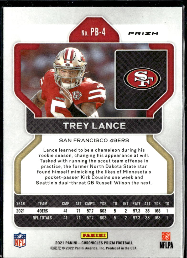 Trey Lance 2022 Prizm Black Silver Prizm Rookie RC San Francisco 49ers