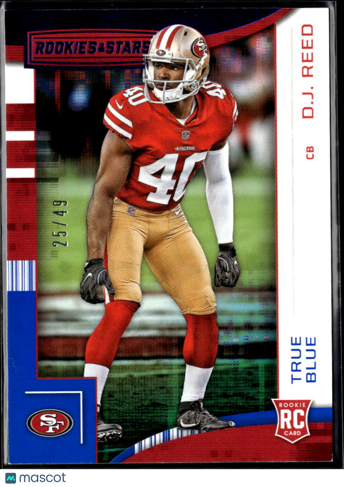 D.J. Reed 2018 Rookies & Stars RC True Blue 25/49 San Francisco 49ers