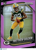Matthew Golden 2025 Prizm Pink Prizm Rookie RC Green Bay Packers