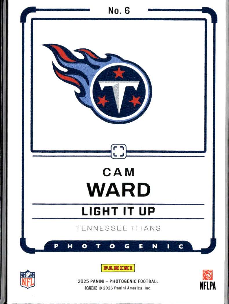 Cam Ward 2026 Photogenic Light It Up Rookie RC Tennessee Titans