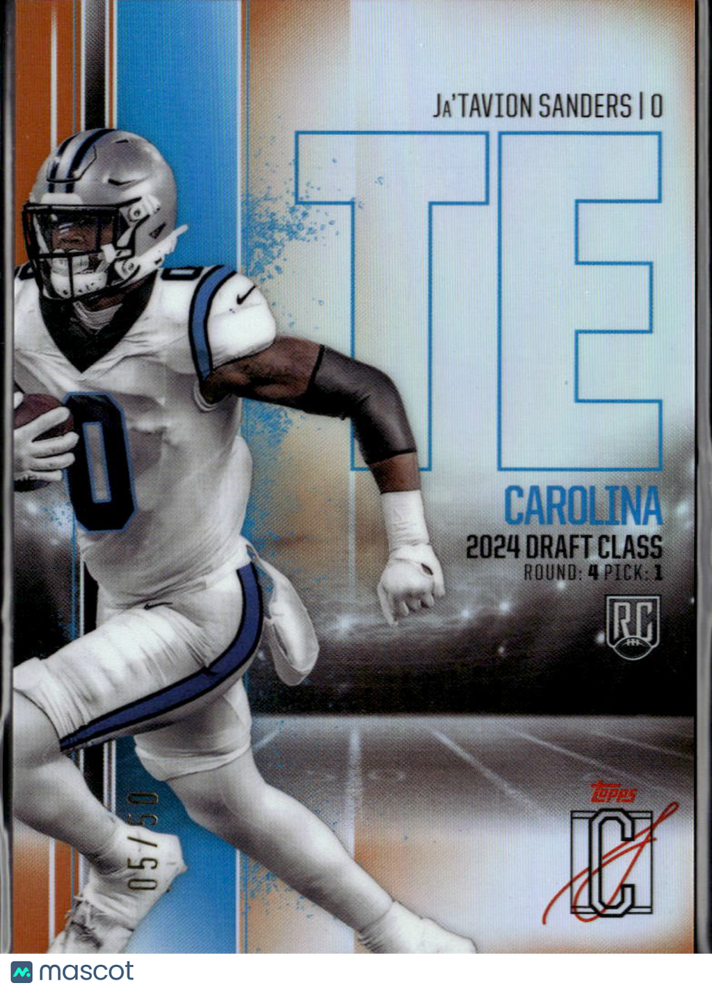 Ja'Tavion Sanders 2025 Topps Signature Class Orange RC /50 Longhorns Panthers