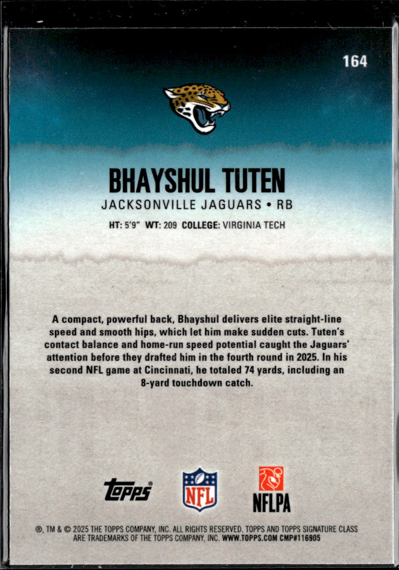 Bhayshul Tuten 2025 Topps Signature Class RC /275 Jacksonville Jaguars