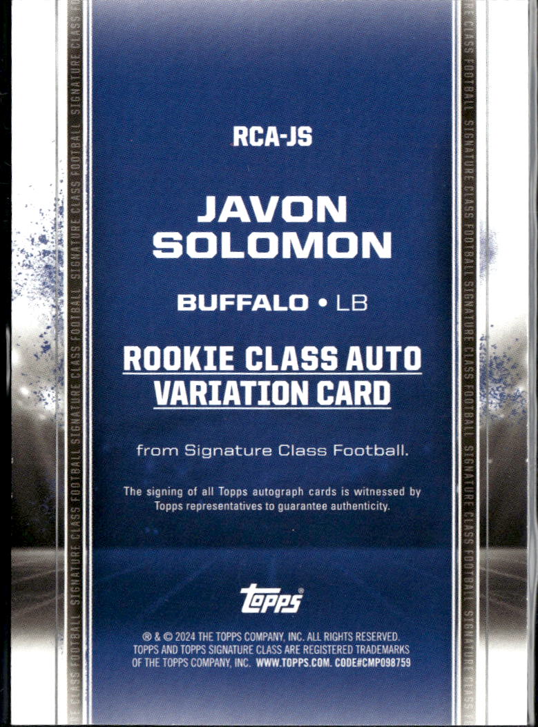 Javon Solomon 2024 Topps Signature Class Auto Autograph RC /225 Buffalo Bills