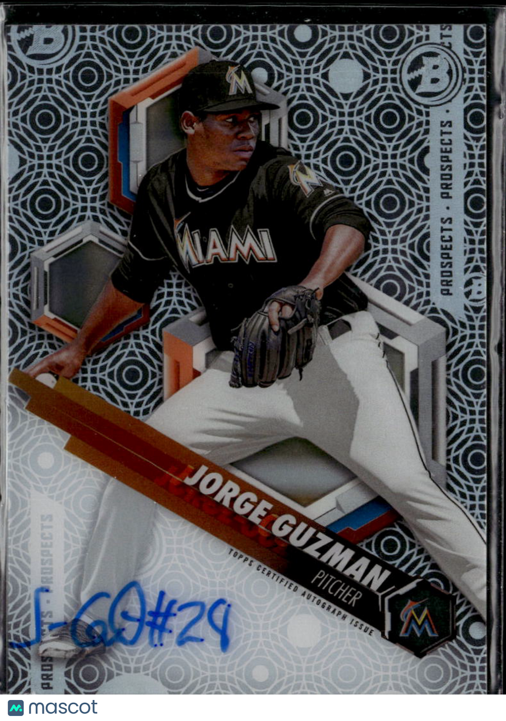 Jorge Guzman 2018 Bowman High Tek Auto Autograph Miami Marlins