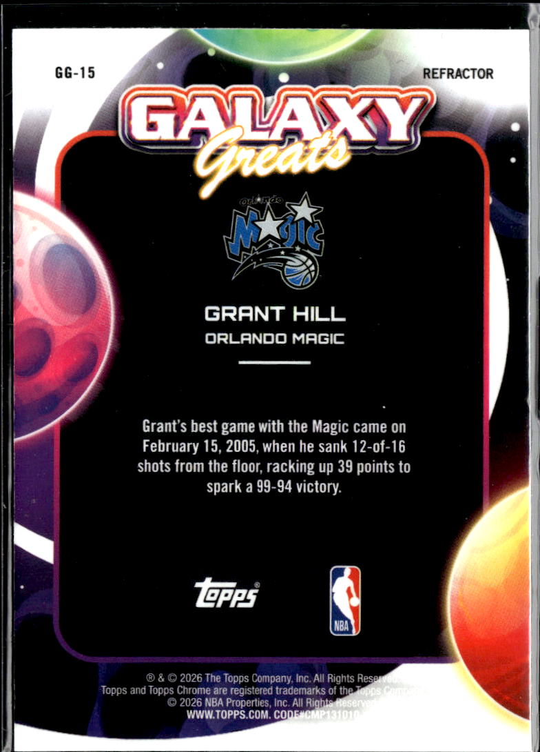 Grant Hill 2026 Topps Chrome Cosmic Galaxy Greats Refractor Orlando Magic
