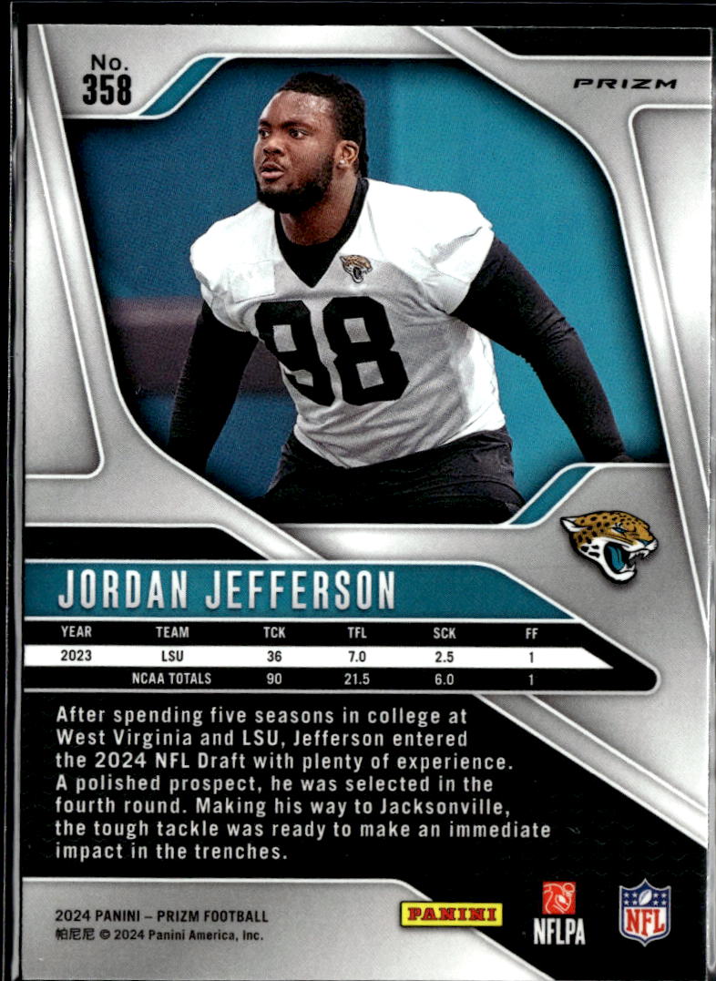 Jordan Jefferson 2024 Prizm Red Sparkle Prizm SSP RC Jacksonville Jaguars