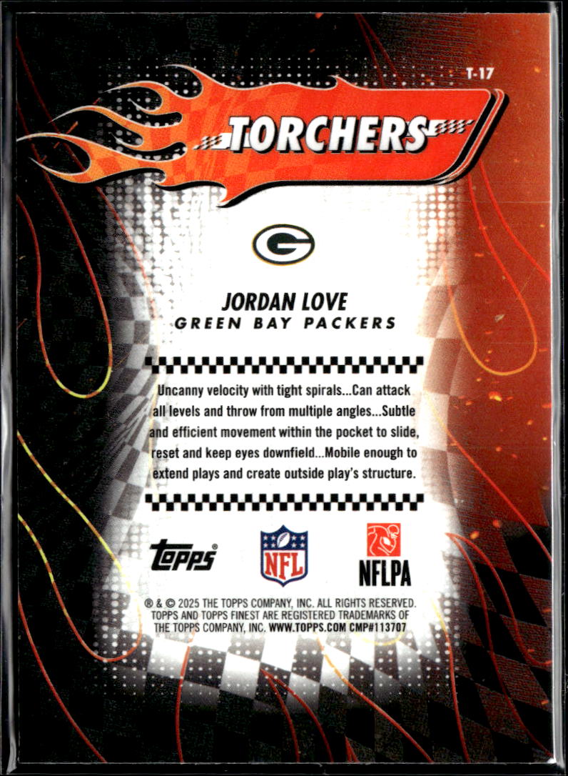 Jordan Love 2025 Topps Finest Torchers Xfractor Green Bay Packers